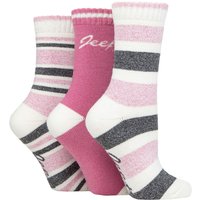 3 Pair Performance Full Cushion Striped Boot Socks Rose Cerise 4 8