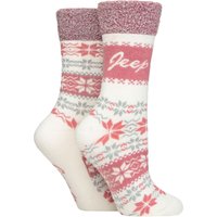 2 Pair Fairisle Thermal Soft Top Boot Socks Rose 4 8