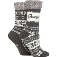 2 Pair Fairisle Thermal Soft Top Boot Socks Slate 4 8