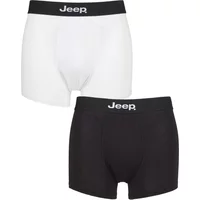 Mens 2 Pack Jeep Plain Fitted Bamboo Trunks Black / White Extra Large