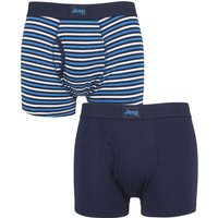 2 Pack Tonal Stripe Plain Keyhole Hipster Trunks Navy Blue Small
