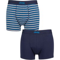 2 Pack Cotton Fitted Striped Trunks Navy Blue Large