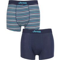 2 Pack Plain Fine Striped Fitted Bamboo Trunks Turquoise Large