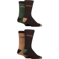 4 Pair Plain Regenerated Cotton Boot Socks Brown 6 11