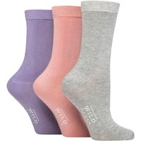 3 Pair Plain Bamboo Socks Grey Pink 4 8