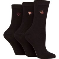 3 Pair Wildfeet Bamboo Embroidered Crew Socks Hearts 4 8
