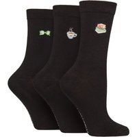 3 Pair Wildfeet Bamboo Embroidered Crew Socks Reading 4 8
