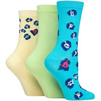 3 Pair SOCKSHOP Patterned Bamboo Socks Animal Green Yellow 4 8