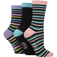 3 Pair SOCKSHOP Patterned Bamboo Socks Multi Stripes 4 8