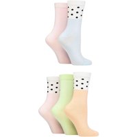 5 Pair SOCKSHOP Patterned Bamboo Socks Spots Pink Peach 4 8