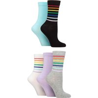 5 Pair SOCKSHOP Patterned Bamboo Socks Stripe Blue Grey 4 8