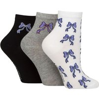 3 Pair SOCKSHOP Mid Length Bamboo Socks Bows 4 8