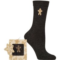 1 Pair SOCKSHOP Bamboo Christmas Gift Boxed Socks Gingerbread Man 4 8