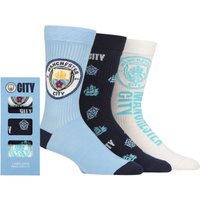 3 Pair Manchester City Football Club Gift Boxed Cotton Socks 6 11