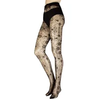 Women's 1 Pair Trasparenze Lisbona Floral Patterned Sheer Tights Black Large