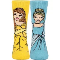 Kids 1 Pair SOCKSHOP Heat Holders Disney 1.6 TOG Lite Beauty and the Beast and Cinderella Thermal Socks Blue / Yellow 9-12 Kids