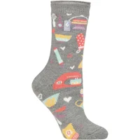 Women's 1 Pair SOCKSHOP Heat Holders 1.6 TOG Lite Hobby Socks Love to Bake Mid Grey 4-8