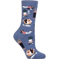 SOCKSHOP Heat Holders Women's 1 Pair 1.6 TOG Lite Hobby Socks in Mid Blue | Size: 4-8