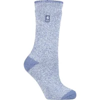 Women's 1 Pair SOCKSHOP Heat Holders 1.6 TOG Lite Patterned and Striped Socks Venice Heel & Toe Denim 4-8 Ladies