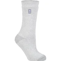 Women's 1 Pair SOCKSHOP Heat Holders 1.6 TOG Lite Patterned and Striped Socks Venice Heel & Toe Silver Grey 4-8 Ladies