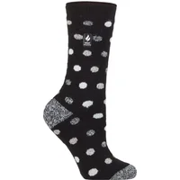 Women's 1 Pair SOCKSHOP Heat Holders 1.6 TOG Lite Patterned and Striped Socks Malaga Dots Black / White 4-8 Ladies