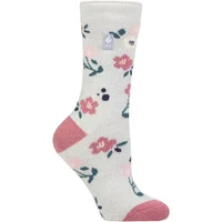 Women's 1 Pair SOCKSHOP Heat Holders 1.6 TOG Lite Patterned and Striped Socks Lanuza Floral Grey 4-8