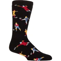 Mens 1 Pair SOCKSHOP Heat Holders 1.6 TOG Lite Hobby Thermal Socks Black Football 6-11
