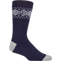 Mens 1 Pair SOCKSHOP Heat Holders 1.6 TOG Lite Striped, Patterned & Argyle Socks Vancouver Nordic Navy 6-11 Mens