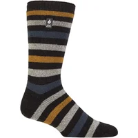 Mens 1 Pair SOCKSHOP Heat Holders 1.6 TOG Lite Striped, Patterned & Argyle Socks Split Charcoal Mustard 6-11