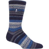 Mens 1 Pair SOCKSHOP Heat Holders 1.6 TOG Lite Striped, Patterned & Argyle Socks Krakow Multi Stripe Navy 6-11 Mens