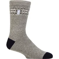 Mens 1 Pair SOCKSHOP Heat Holders 1.6 TOG Lite Striped, Patterned & Argyle Socks Matterhorn Fairisle Mid Grey Twist 6-11