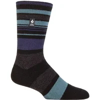 Mens 1 Pair SOCKSHOP Heat Holders 1.6 TOG Lite Striped, Patterned & Argyle Socks Altun Multi Stripe Black 6-11