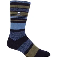 Mens 1 Pair SOCKSHOP Heat Holders 1.6 TOG Lite Striped, Patterned & Argyle Socks Altun Multi Stripe Navy 6-11