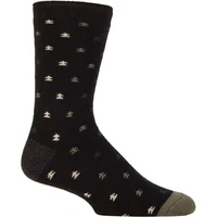 Mens 1 Pair SOCKSHOP Heat Holders 1.6 TOG Lite Striped, Patterned & Argyle Socks Marlsoll Trees Black / Olive 6-11