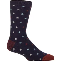 Mens 1 Pair SOCKSHOP Heat Holders 1.6 TOG Lite Striped, Patterned & Argyle Socks Marlsoll Trees Navy / Merlot 6-11