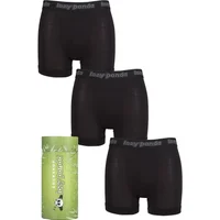 Mens 3 Pack SOCKSHOP Lazy Panda Bamboo Hipster Trunks Black XX Large