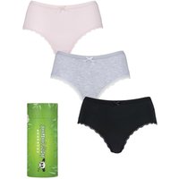 3 Pair SOCKSHOP Bamboo Low Rise Shorties Grey Pink
