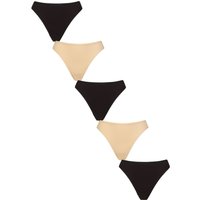 5 Pair Lazy Panda Bamboo Thongs Nude