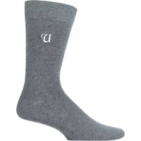 1 Pair U Light Grey New Individual Embroidered Initial Socks - U-Z Men's 7-11 Mens - SOCKSHOP