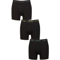 Mens 3 Pack Calvin Klein Cotton Stretch Longer Leg Trunks Charcoal Heather / Yellow / Green XS