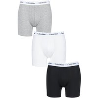 3 Pack White Grey Cotton Stretch Longer Leg Boxer Brief Shorts Medium