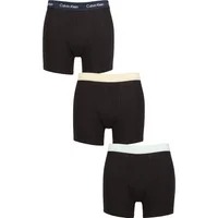 Mens 3 Pack Calvin Klein Cotton Stretch Longer Leg Trunks Black / Shoreline / Vanilla L