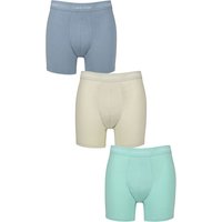 3 Pack Cotton Stretch Longer Leg Trunks Faded Denim Celadon Tint Beau S