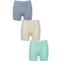 Mens 3 Pack Calvin Klein Cotton Stretch Longer Leg Trunks Faded Denim / Celadon Tint / Beau Blue S