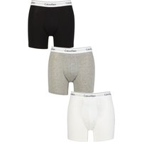 3 Pack Cotton Stretch Longer Leg Trunks White Grey Heather M