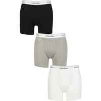 Mens 3 Pack Calvin Klein Cotton Stretch Longer Leg Trunks Black / White / Grey Heather M