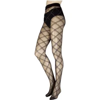 Women's 1 Pair Trasparenze Phuket Lurex Sparkle Diamond Check Tights Black Extra Large