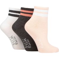 3 Pair SOCKSHOP Plain Mid Cut Ribbed Crew Socks Pink Charcoal 4 8 UK