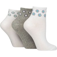 3 Pair SOCKSHOP Plain Mid Cut Ribbed Crew Socks Daisy 4 8