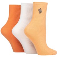 3 Pair SOCKSHOP Embroidered Ribbed Socks Cactus 4 8